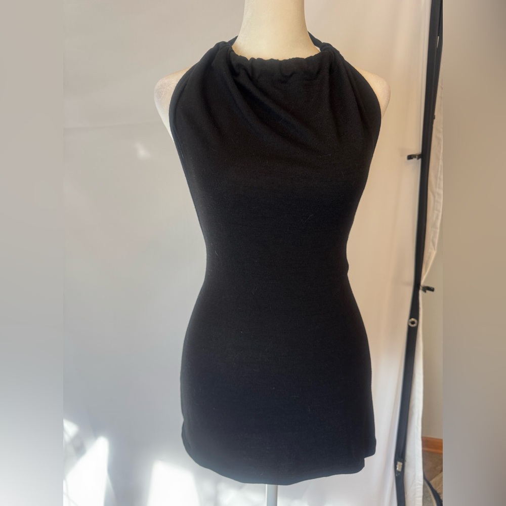 ZAFUL Size 4 black, mini dress tie, halter straps, stretchy knit